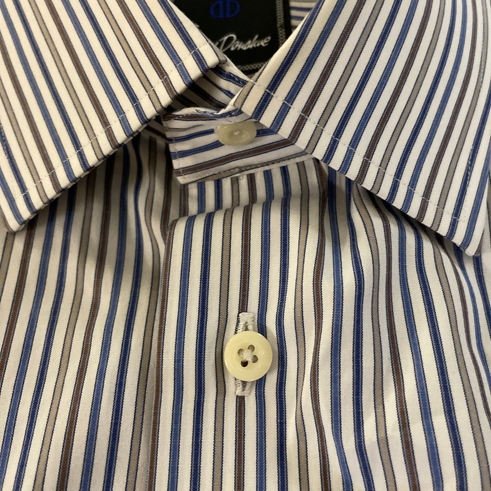 David Donahue Multi-Color Stripe Spread Collar Dr… - image 4